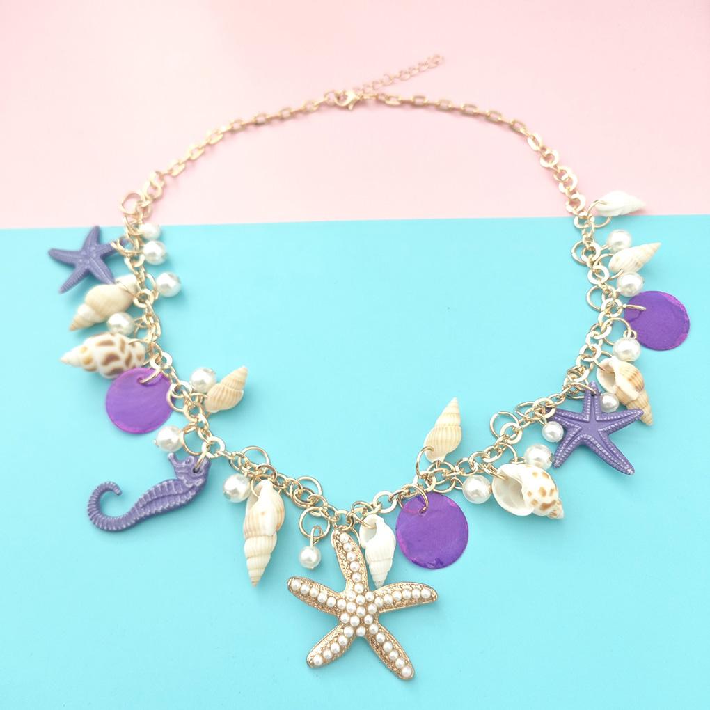 New Trendy European and American Accessories Beach Chain Conch Starfish Shell Necklaces Sweater Chain Collar Chain