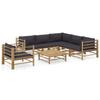 Garden Furniture Set - vidaXL - 7 Pcs - Bamboo - Dark Grey Cushions - Modular and Lightweight