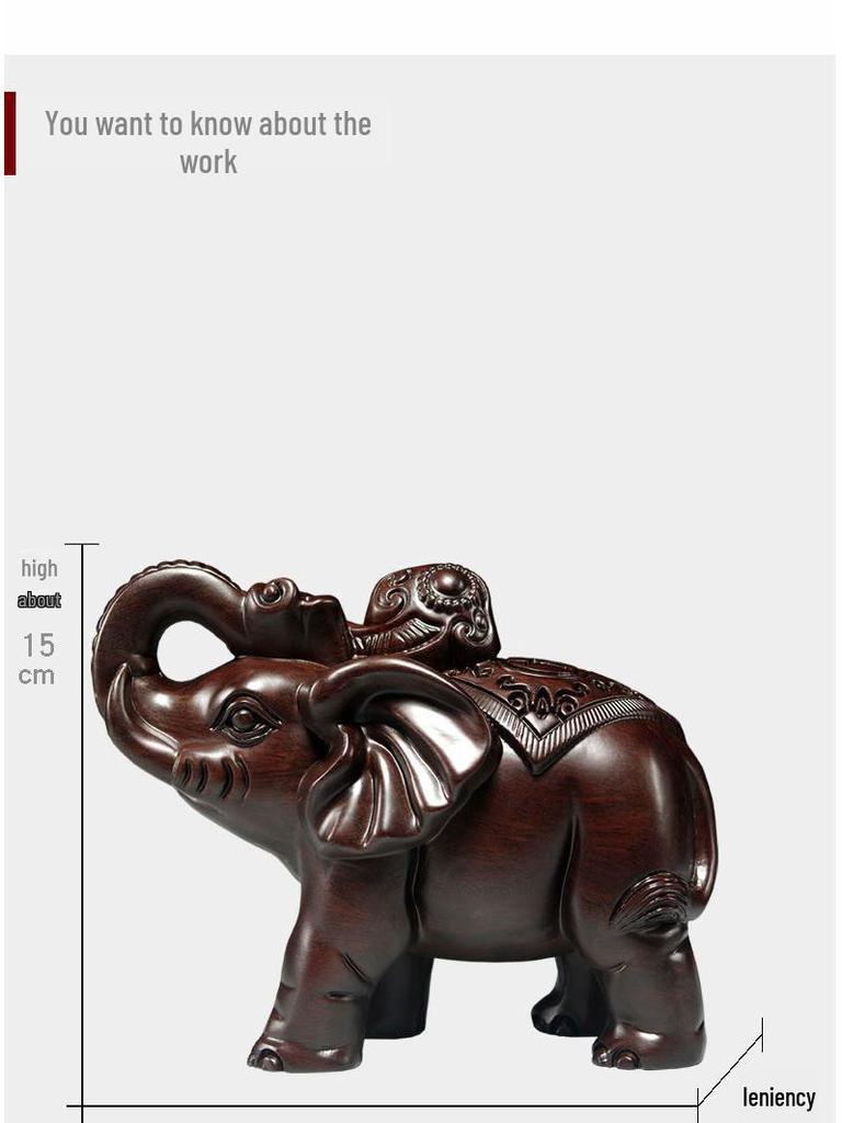 Large Ebony Wood Elephant Carving Set - Home Decor & Housewarming Gift