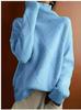 European & American Style Loose Knitted Pullover: Women's Solid Color High Neck Diamond Sweater