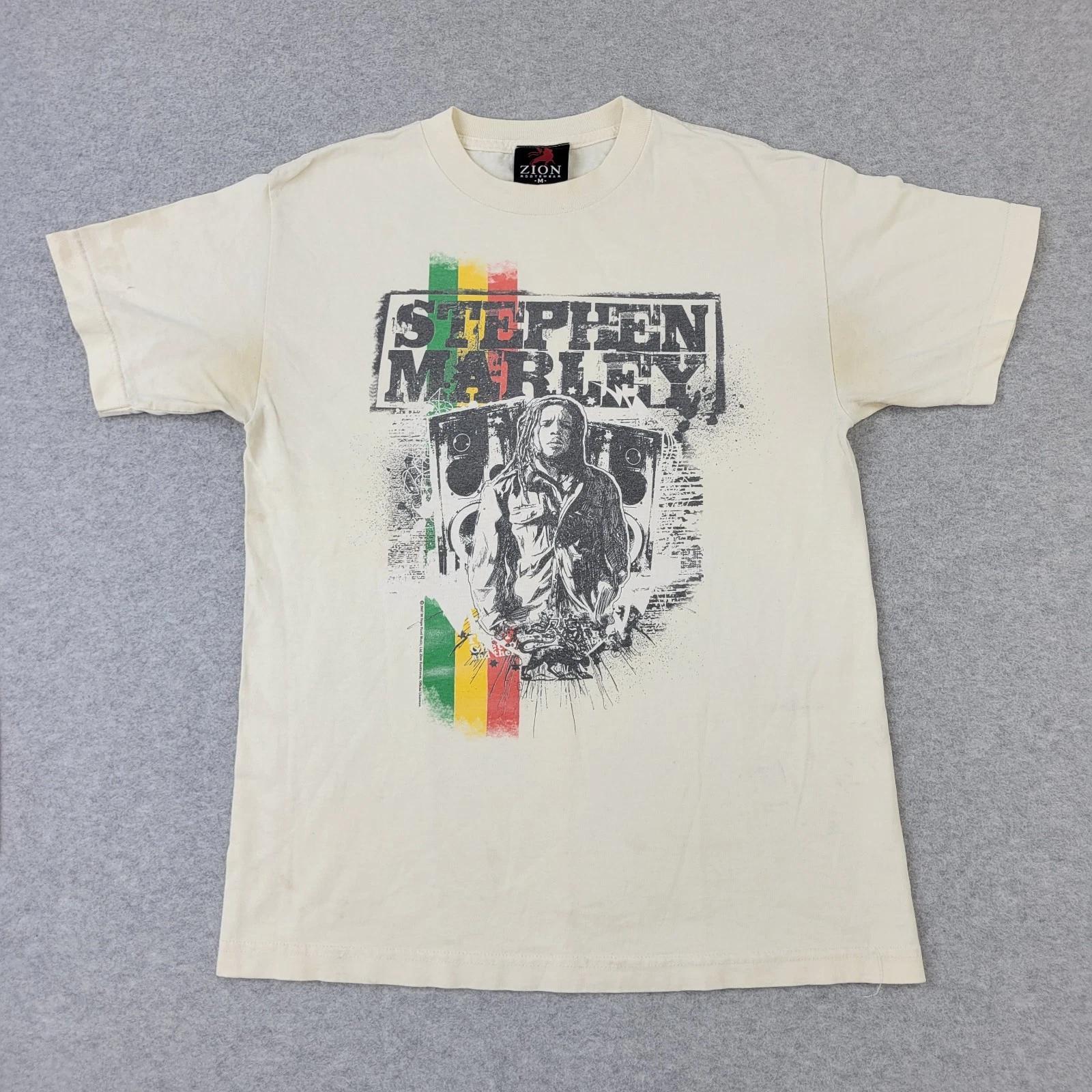 VTG Stephen Marley Shirt Mens Medium Beige Graphic 3XL