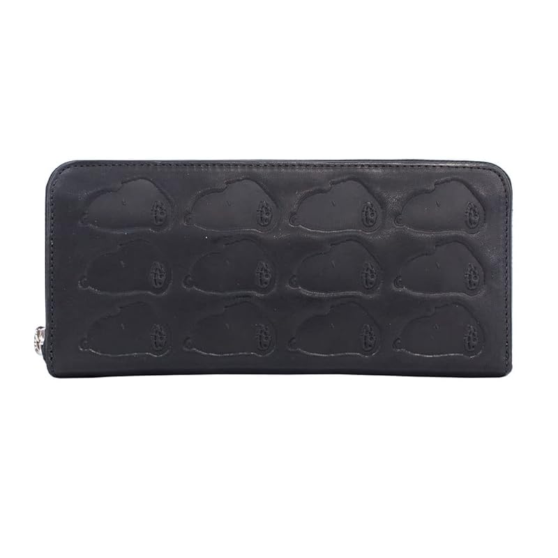 

[Nadaya] PEANUTS peanuts M.F(many face) leather round zipper long wallet men s ladies genuine leather cowhide large capacity card storage Embossed
