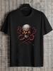 1pc Skull Octopus Crossed Spears Black T-shirt