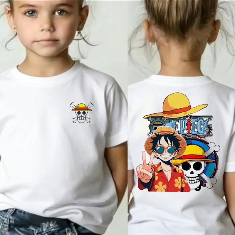 One Piece Japanese Anime Print Cotton TShirt Luffy Zoro Childrens Casual Short Sleeve Tee Kids Luffy Tshirt Family Clothing