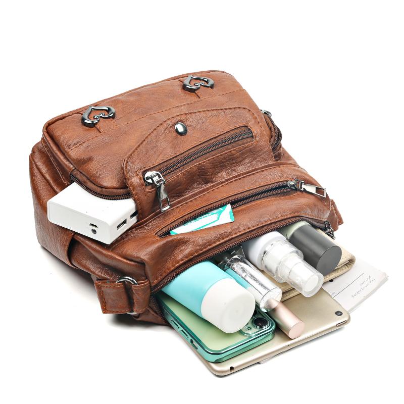 Multi-layered Shoulder Bag for Ladies, Large Capacity, Soft Leather, Fashiable, Mid-aged, Single Shoulder Bag, Lightweight.