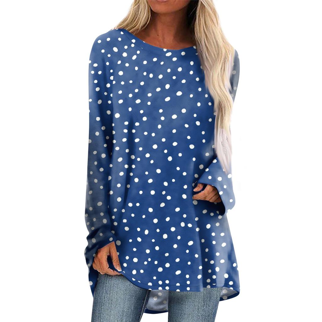 Top Blusa Pullover Casual da Donna a Manica Lunga con Stampa Girocollo