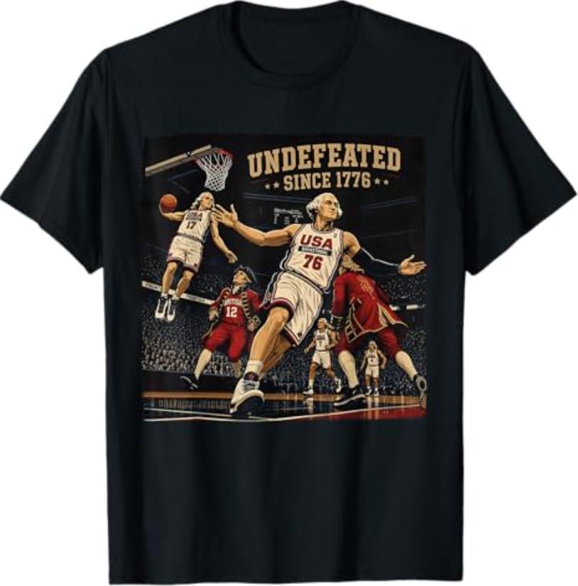 4th of July Basketball Undefeated Since 1776 250 Years T-Shirt XL