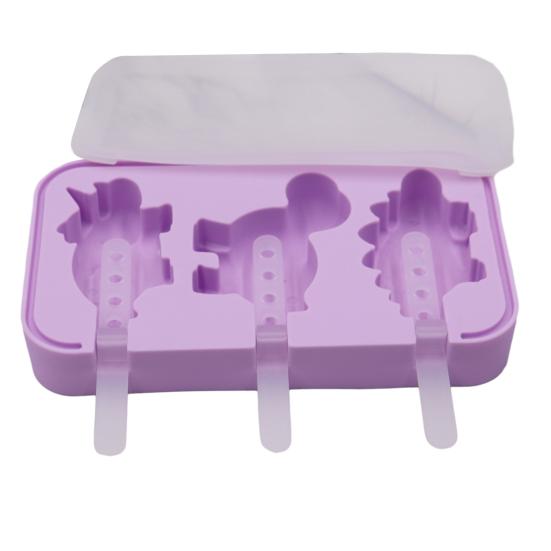 

Silicone Ice Cream Mold 3 Cavities Easy Release Dinosaur Car Pineapple Ice Lolly Mold DIY Summer Freezer Ice Stick Container Kitchen Supplies B