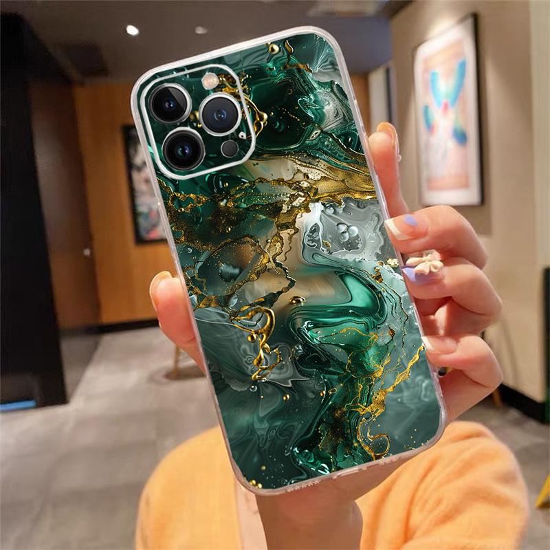 Phone Case Carcasa Funda For iPhone 16 15 13 14 11 12 Pro Max 16 14 12 13 Pro 15 Plus 16E Marble Case