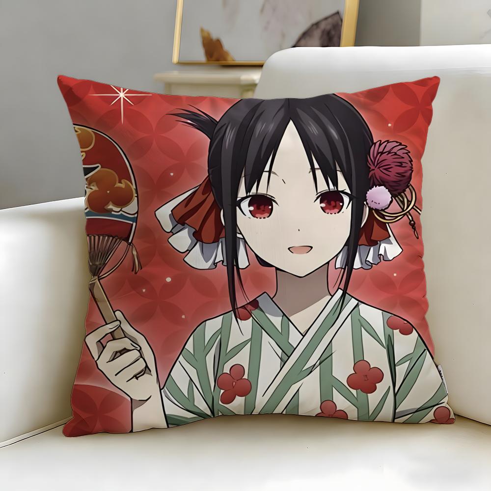 anime Kaguya-sama Love Is War Cushion Cover Soft & Easy-Wash Pillow Case – Versatile for Couch, Bed, Travel and Office