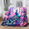 1pc Peacock Printing Lightweight Flannel Blanket, Comfortable and Warm Blanket, for Camping Sofa Bed and Couch Office, Gift