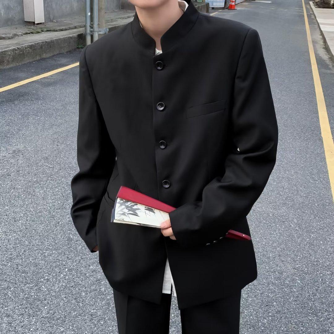 

Мужской пиджак Zhongshan с воротником-стойкой в китайском стиле для весны и осени - Trendy Zhao Shanhe Design XXXL чёрный