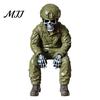 Creative Resin Crafts Halloween Skeleton Ornament, Policeman/Military Gothic Skull Figurine, Creepy Sculptures Dark Style Sitting Pose Sculpture