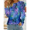 Women's T-Shirt Floral Graphic Plants Retro Long Sleeve O-Neck Pullover Regular Tops Daily 3D Print Autumn Tees Female Clothing