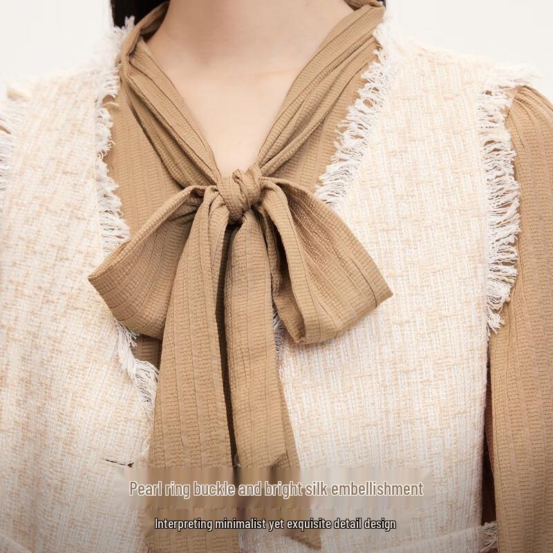 VEROMODA 2024 Early Autumn Woven Fringed Vest V-Neck Dress Set