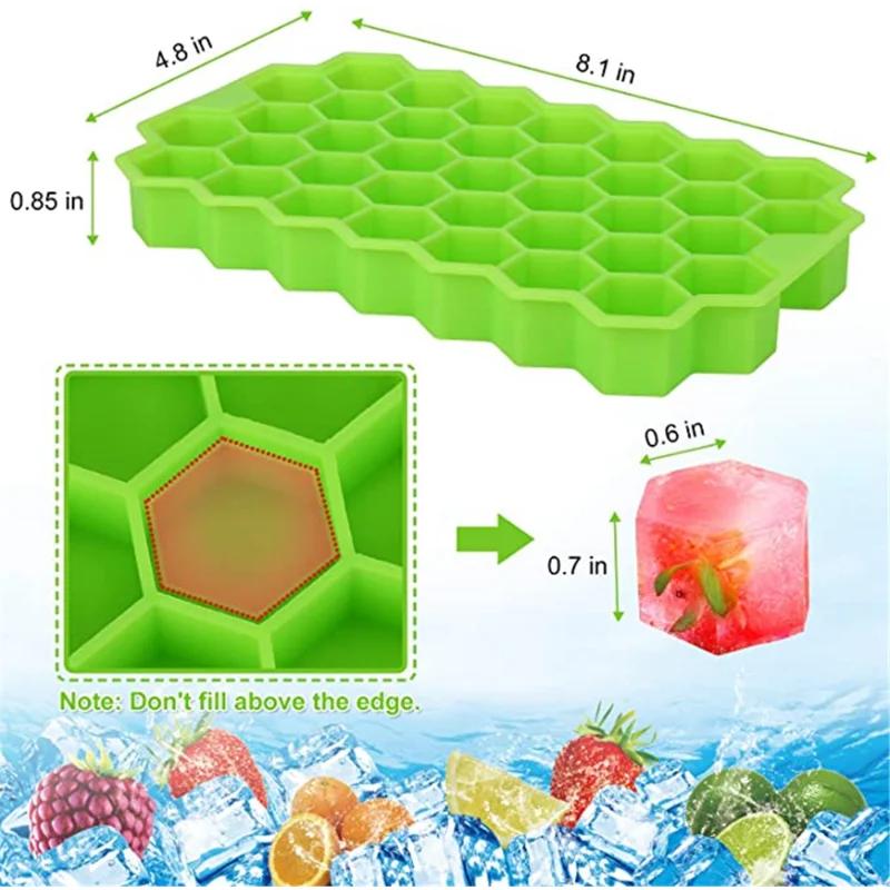 Silicone Honeycomb Shape Ice Cube Tray Silicone Ice Cube Maker Mold with Lids for Ice Cream Party Whiskey Cocktail Cold Drink