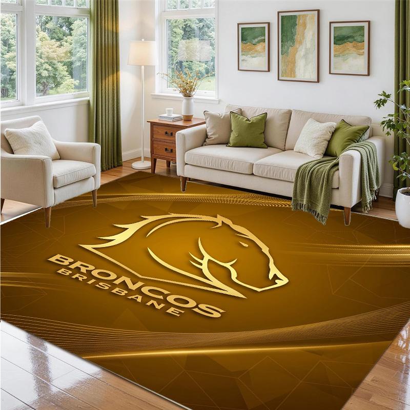 Brisbane Broncos Design Crystal Velvet Rug Soft Decorative Mat for Bedroom Entrance