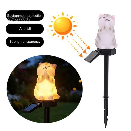 Eco Friendly Solar Garden Decor Cat Light, Waterproof Pathway Outdoor Warm White Path Lights LED Lamp for Patio Yard Lawn Decoration
