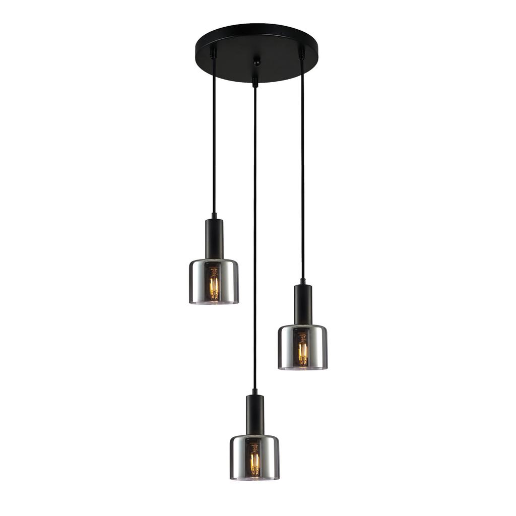 Lampa Wisząca Santia 3 E27 Czarny Italux Pnd-65342-3A-Bk+Sg