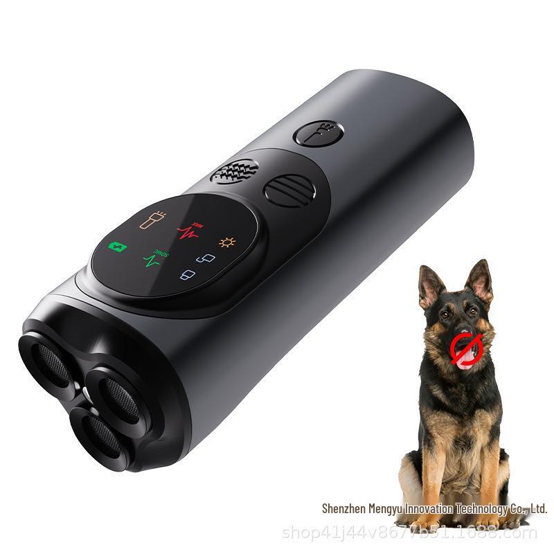 P10 Ultrasonic Dog Repeller - Black/Orange | Tri-Head Bark Stopper | Portable and Popular