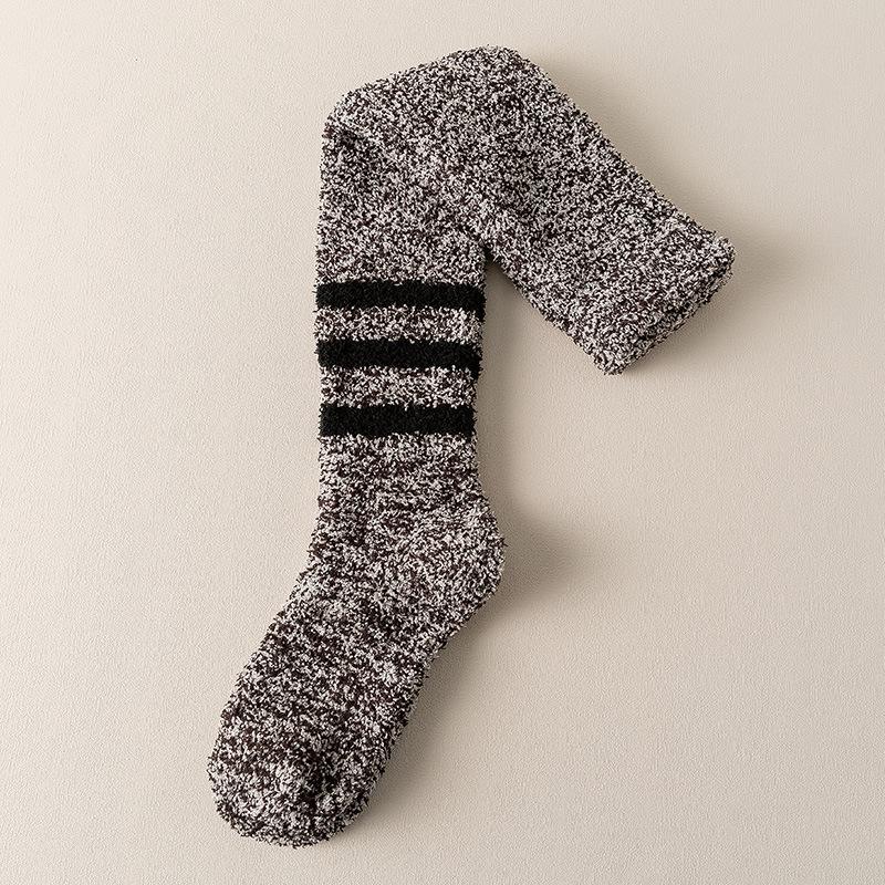 Kniehohe Socken aus Korallenfleece, Verdickte Winter-Langbein-Kniepolster aus Fleece, Locker sitzende Socken für ältere Menschen, Herren-Hausschlafsocken für den Boden