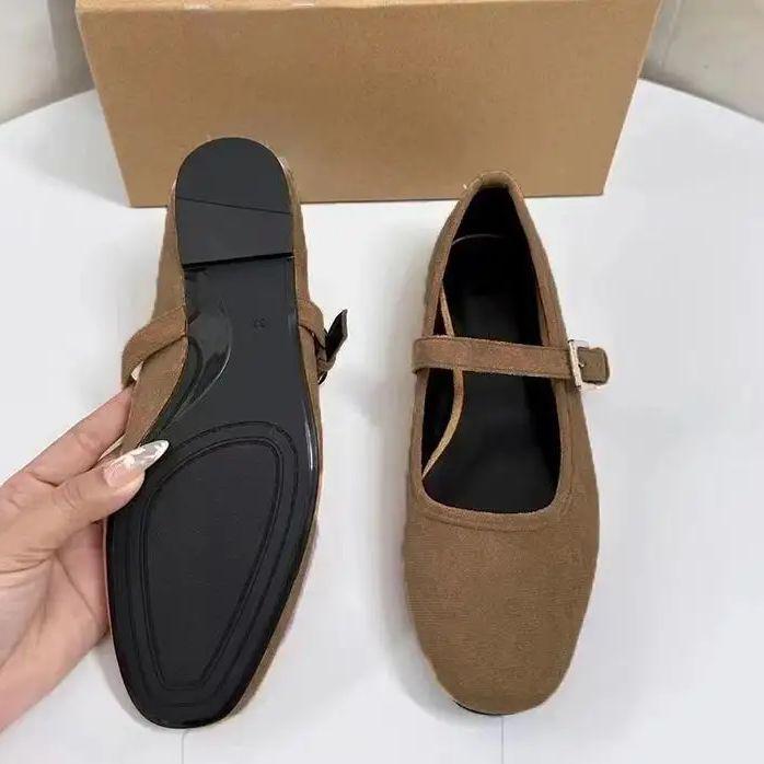 TRAF Woman Retro Ballet Style Flat Shoes Fashion Round Toe Shallow Mouth Single Shoes 2024 Autumn Lady Casual Buckle Strap Shoes