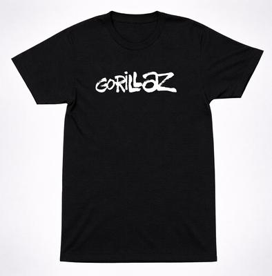 Gorillaz Tekstlogo T-shirt Alternatieve Hip Hop Rockband Tee Zwart