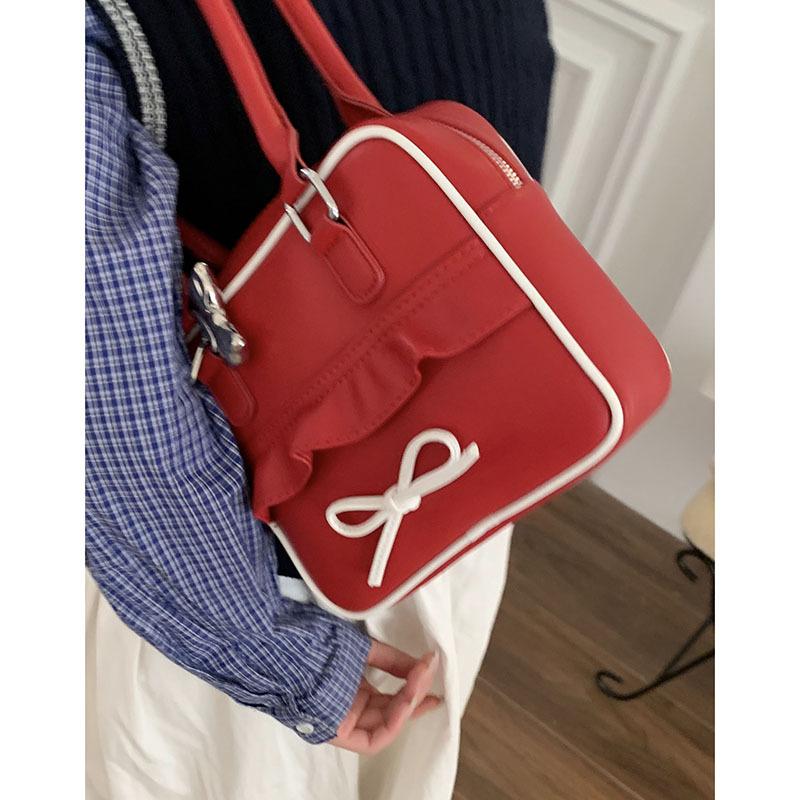 Korean niche design handbag bag women's 2025 new fashion bow small square bag commuter shoulder underarm bag