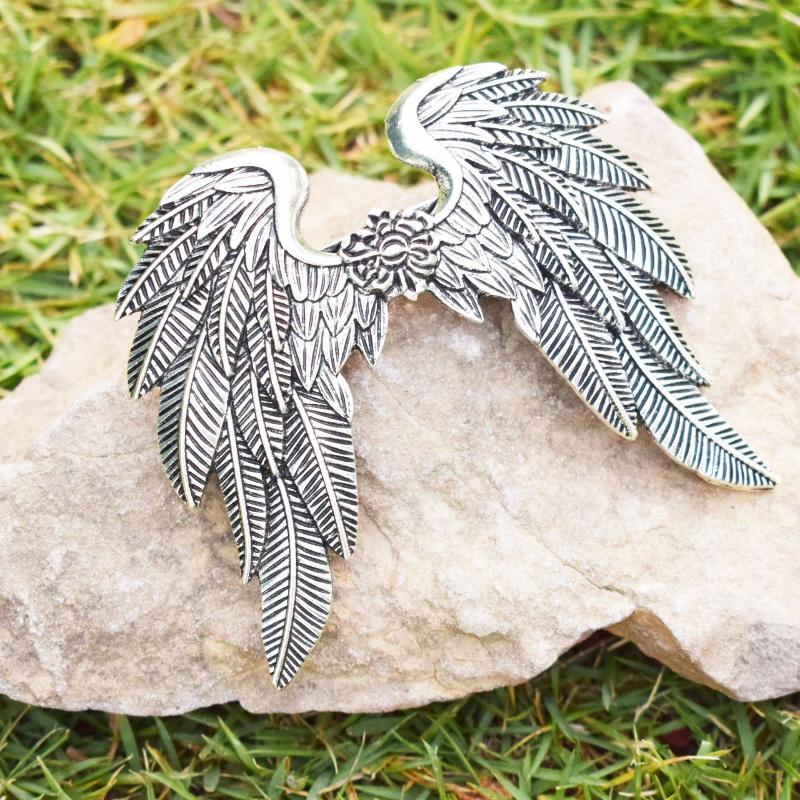 1/2Pcs Women'S Braid Hair Accessories Vintage Silver Angel Wings Hair Clip Ethnic Style Hair Decorations Zinc Alloy Hairpins