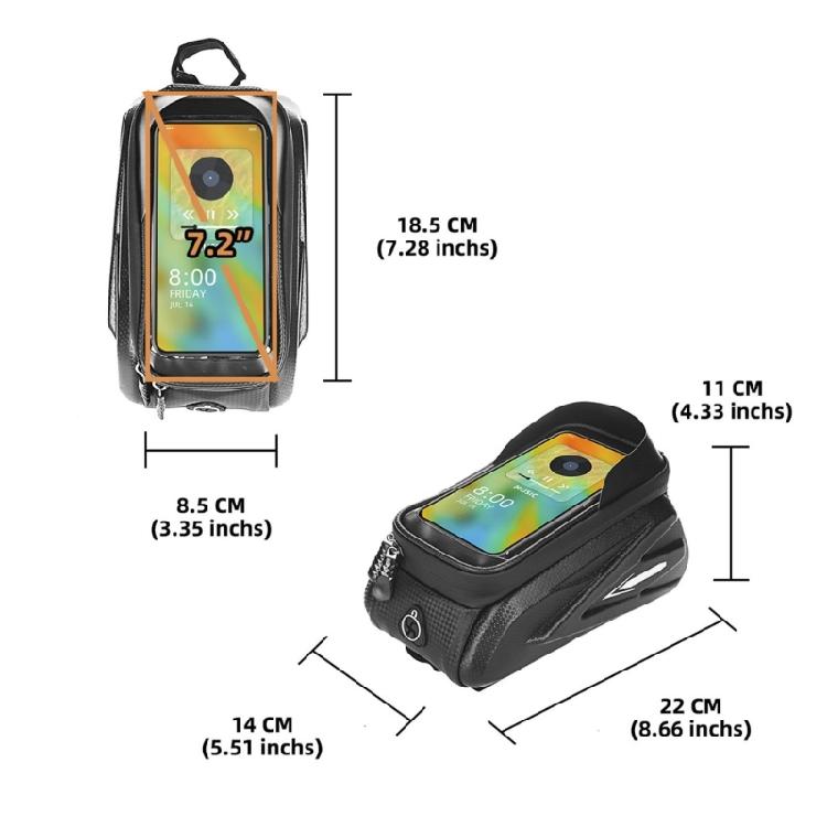 Large Capacity Watertight Bicycles Front Top Tube Pouches Panniers Phone Mount Holder Handlebars Bag with Touch Screens