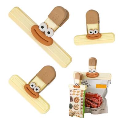 2pcs Creative Face Bag Sealing Clip Food Snack Clip Kitchen Tools Decorative Small Clip Refrigerator Plastic Food Bag Storage
