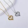 Charm Female Cross Heart Rainbow Zircon Stone Pendant Necklace Vintage Silver Color Wedding  For Women
