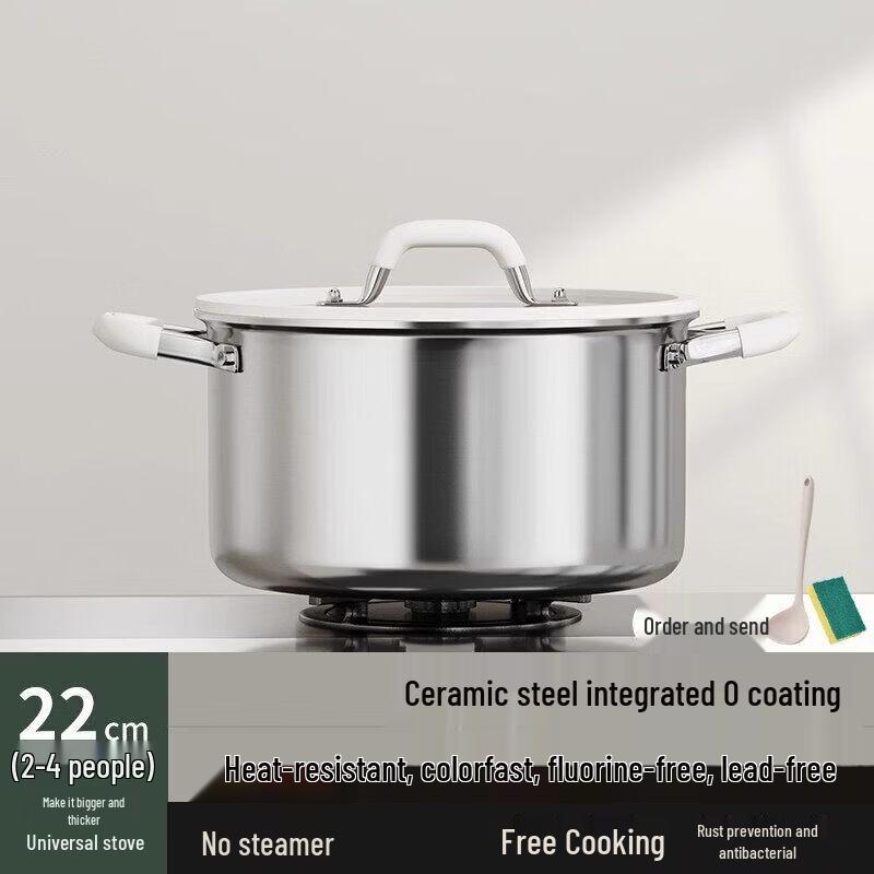 Qiwei 304 Stainless Steel Double Handle Soup Pot