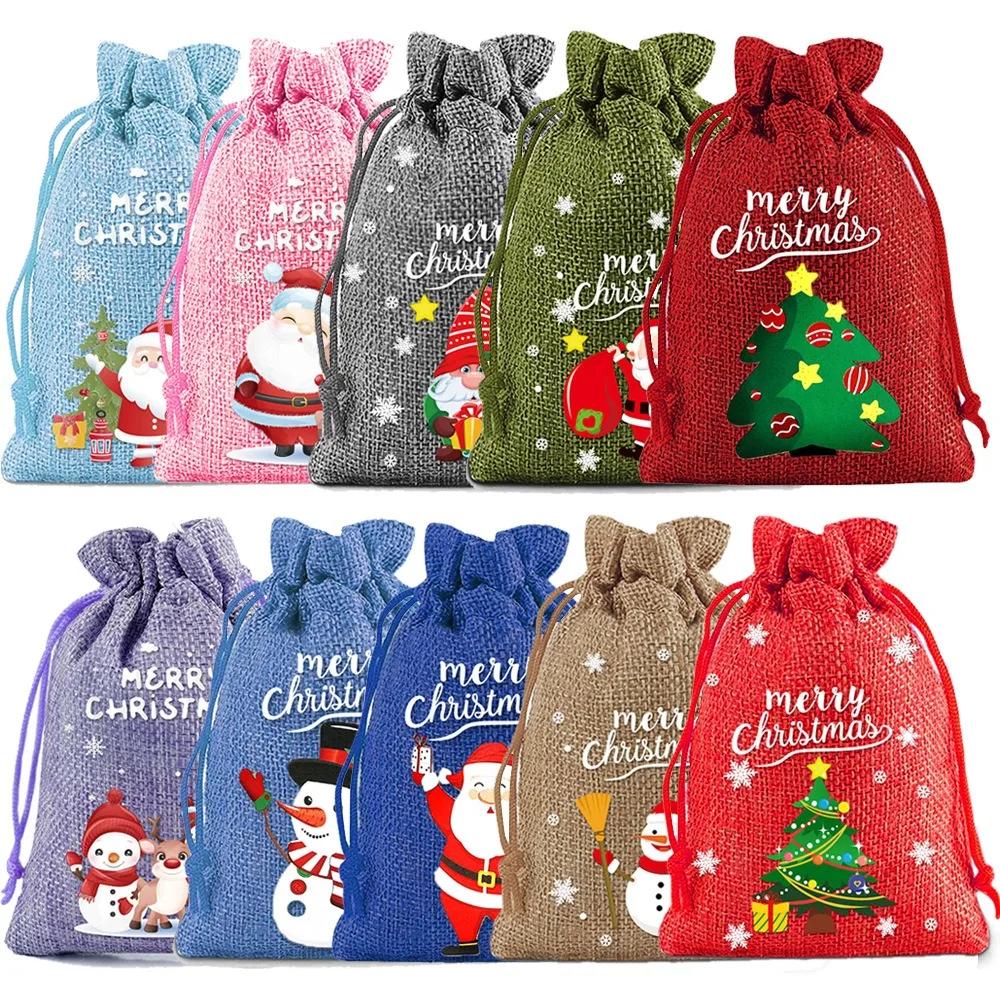 

2025 Горячий Рождественский Мешочек из Мешковины на Завязках Праздничные и Вечериночные Принадлежности Детские Мешочки для Конфет на Завязках Рождественские Подарочные Мешочки 10x14cm&other