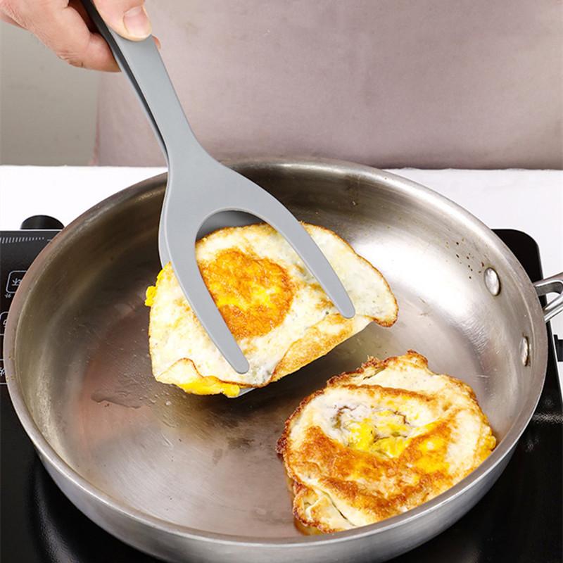 2 in 1 Nylon Griff Klappzange Eierpfannwender Zange Steakpfannwender Französische Klemme Pfannkuchen Bratwender Küchenartikel Küchenzubehör