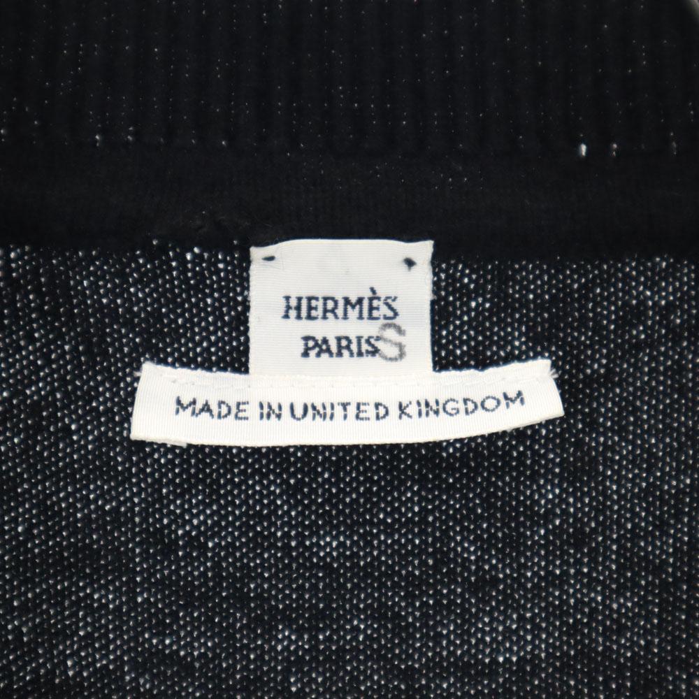 Hermes Cashmere 100% Short Sleeve Sweater 34/S Black PARIS Knit Women Used