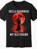 Men'S Black Cat Graphic T-Shirt - Hello Darkness, My Old Friend Soft And Comfortable, Casual Crew Neck, Suitable for All