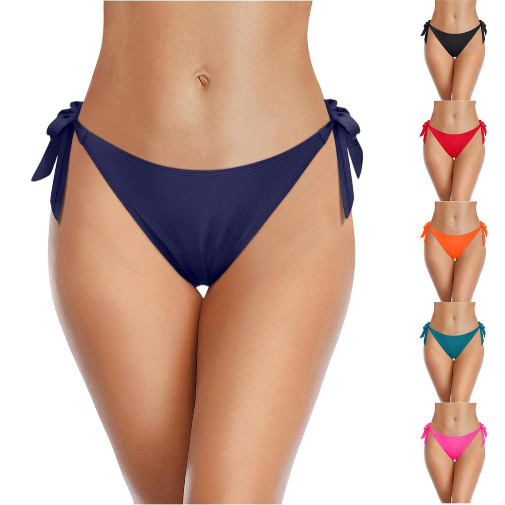 Women Side Tie Bikini Bottoms Adjustable Swim Briefs Low Waist Bathing Suit Separate for Beach Pool Sports