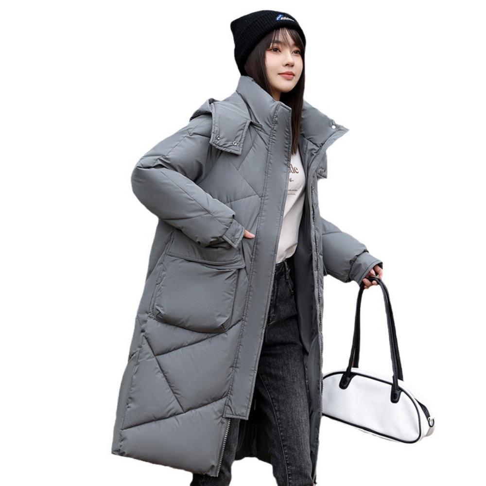 New Korean version of cotton-padded clothes for women over the knee, medium and long thickened large-size jackets, fashionable cotton-padded jackets