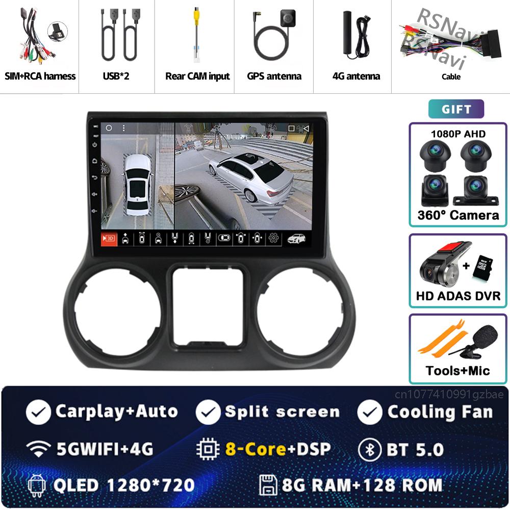 Android 14 Carplay Auto For Jeep Wrangler 3 JK 2011 2012 2013 2018 Car Radio Player Multimedia Srereo Navigation BT 4G WIFI DSP