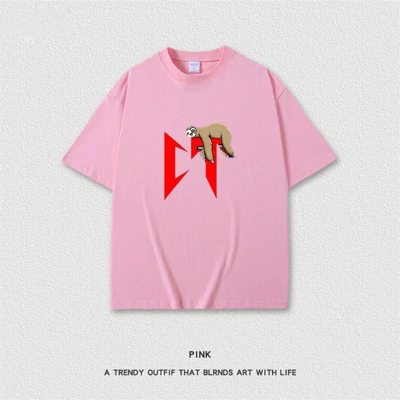 

Унисекс CT Sloth Cartoon Pattern Print Унисекс Женская летняя футболка с простым дизайном и круглым вырезом большого размера с коротким рукавом 4XL