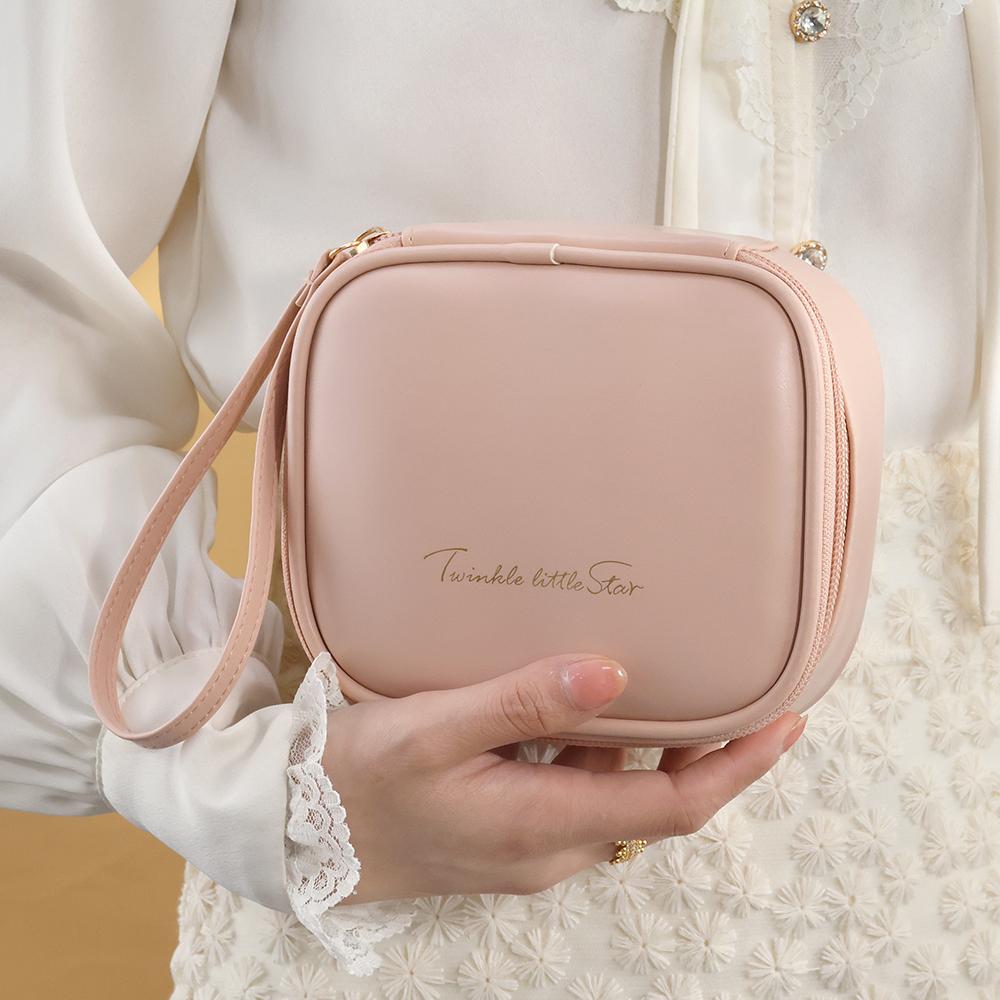 

Waterproof PU Sanitary Napkin Storage Bag Small Portable Women Tote Cosmetic Organizer Pouch Lipstick Makeup Mini Bags розовый