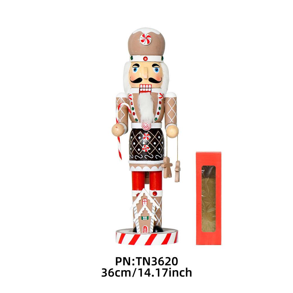 2025 New 36CM Gingerbread Man Nutcracker Solid Wood Decorative Puppet Gift Craft Christmas Decoration 36CM