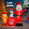 7.22FT Inflatable Toy Christmas Set Santa Penguin Gingerbread Man Xmas Yard Decor Supplies LED Lit Home Ornaments Festive Gift