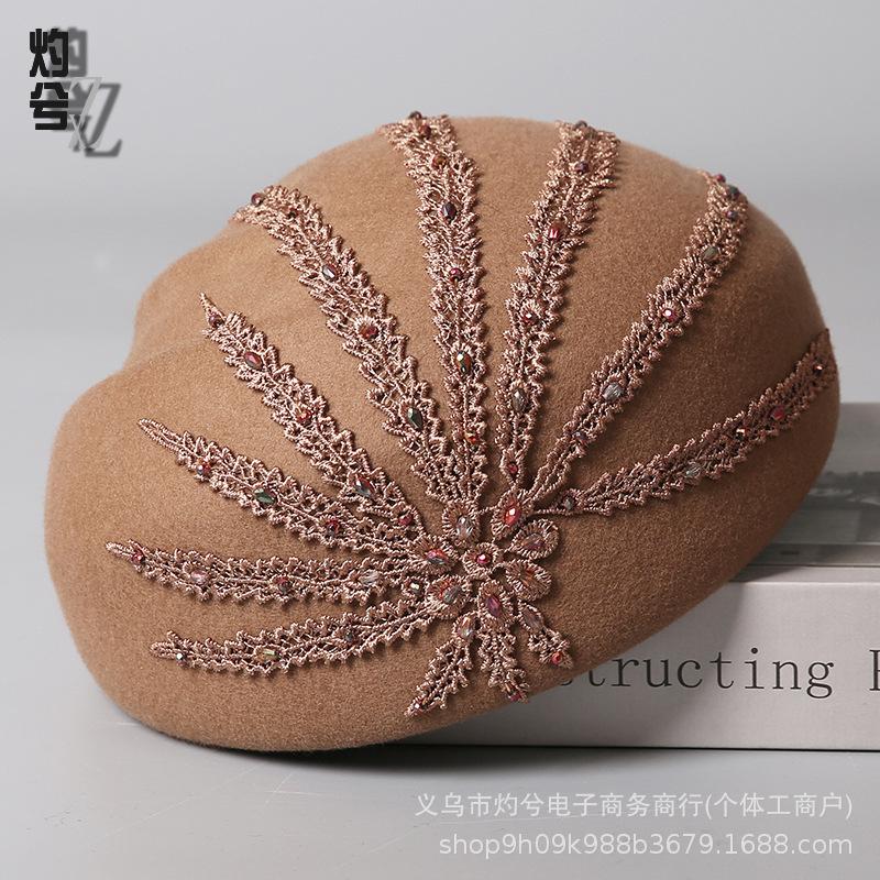 New Personality, High Sense of Temperament, Elegant European Merino Wool Mother Hat, Women's Simple Painter Beret
