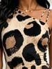 Abito Estivo da Donna Monospalla Midi Stampa Leopardo Beige Nero Bodycon Vestito Estivo