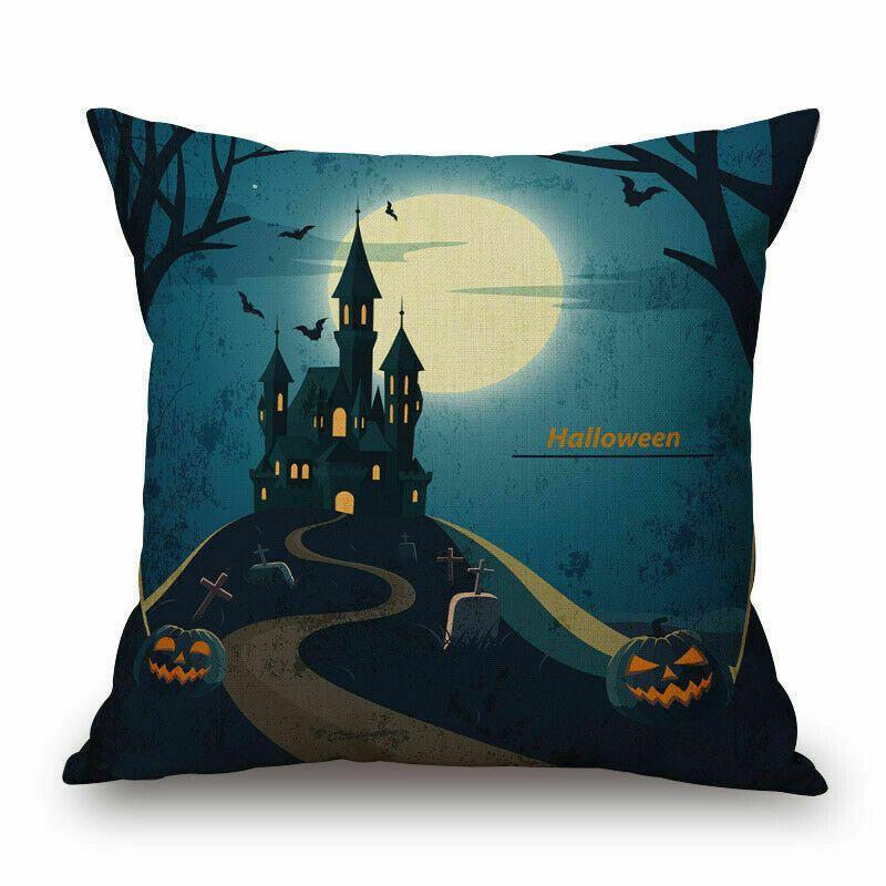 Cotton Linen Halloween Sofa Decor Cushion Cover With Stylish Pumpkin Design