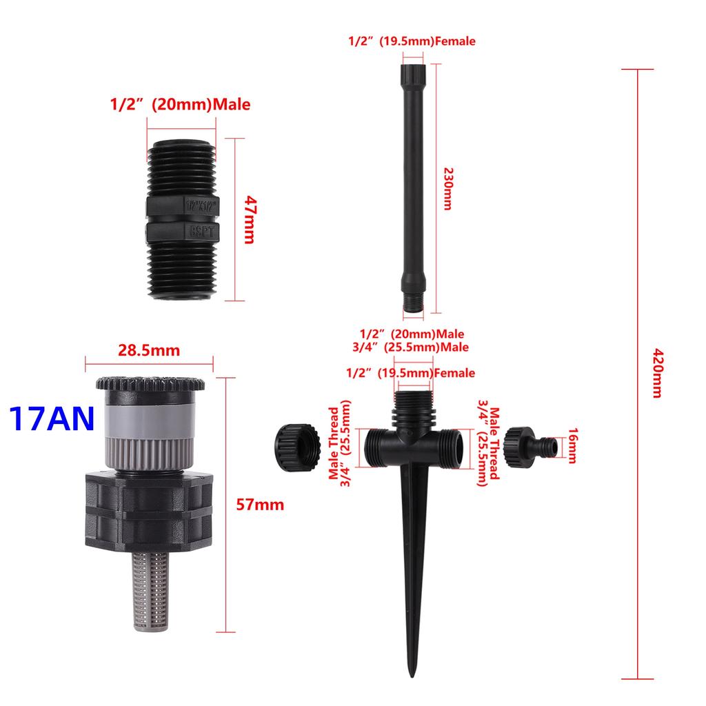 Garden Pop-up Watering Sprinkler 0~360 Degree Adjustable Scattering Nozzle 1/2" Thread Bracket Farm Lawn Crops Irrigation Tools