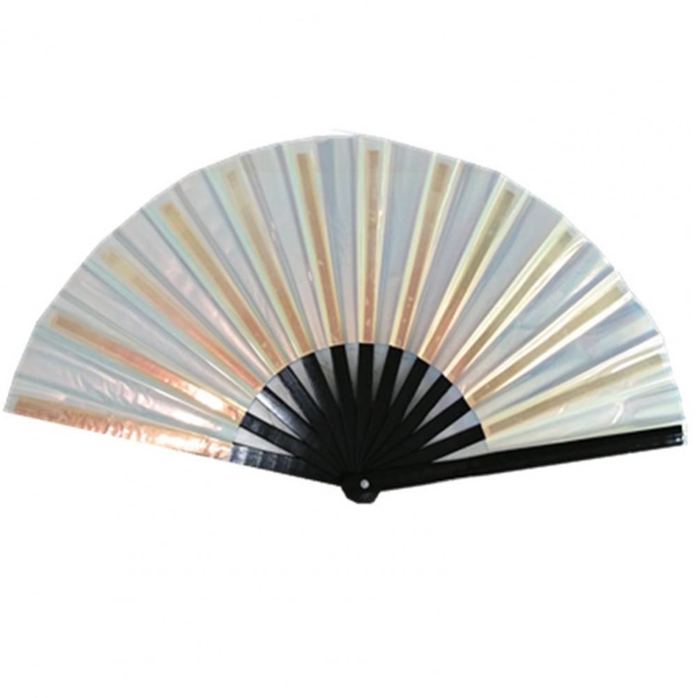 Folding Fan 13 Ribs Burr Free Brilliant Color Transparent Handheld Fan 13 Inch Large Shining Rave Hand Fan Performance Prop