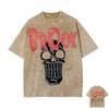 ONE PIECE Brooke Skull Vintage Washed TShirt King of Souls Old Loose Diablo Anime Street Short Sleeve Mens and Womens Top